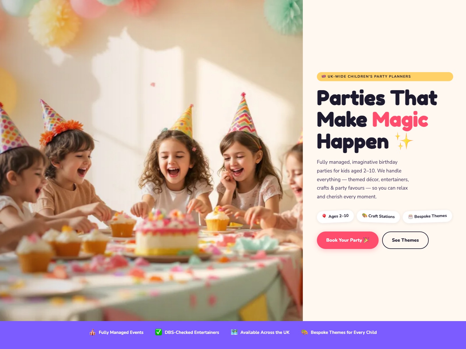 Bramble and Bloom Parties website built with EthentaFLOW